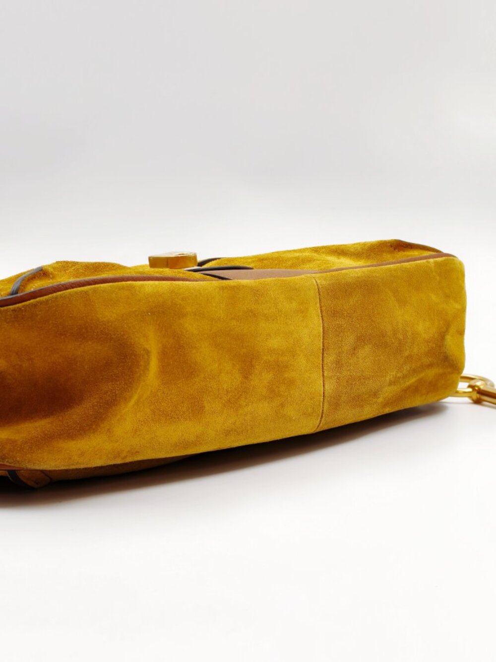 Chloé Suede Leather Shoulder Crossbody Bag Mustard Gold Medium - Picture 6 of 16